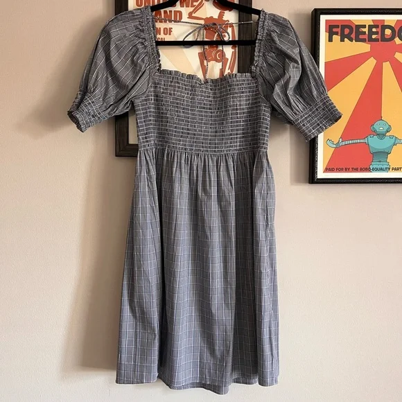 Hill House Athena Puff Sleeve Dress, Tai Check Medium - Picture 3 of 5